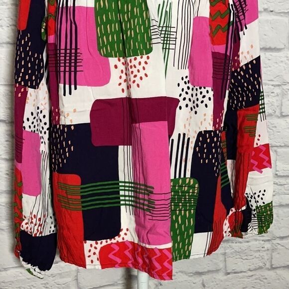 LUNA Moon Multi Color and Multi Pattern Print Blouse Size Small - Picture 7 of 9